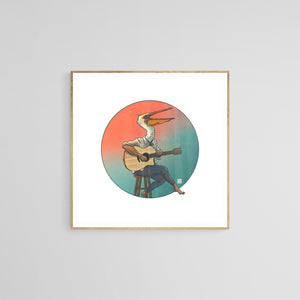Prêt-à-partir | Art mural - Impression sur papier d'art 8x8 : Pélican Acoustique