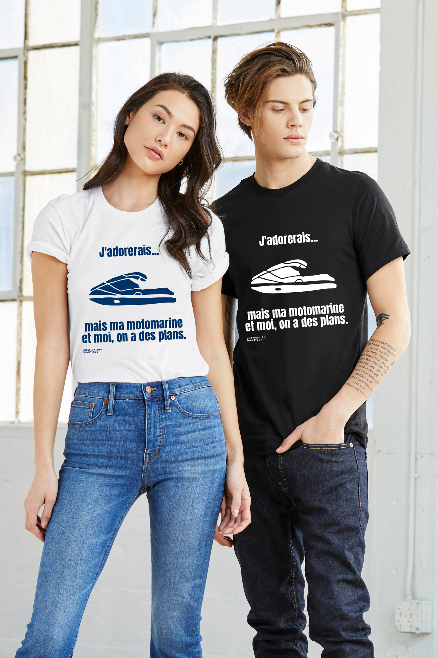 T-shirt unisexe : J'adorerais... mais ma motomarine et moi, on a des plans - Visuel marine