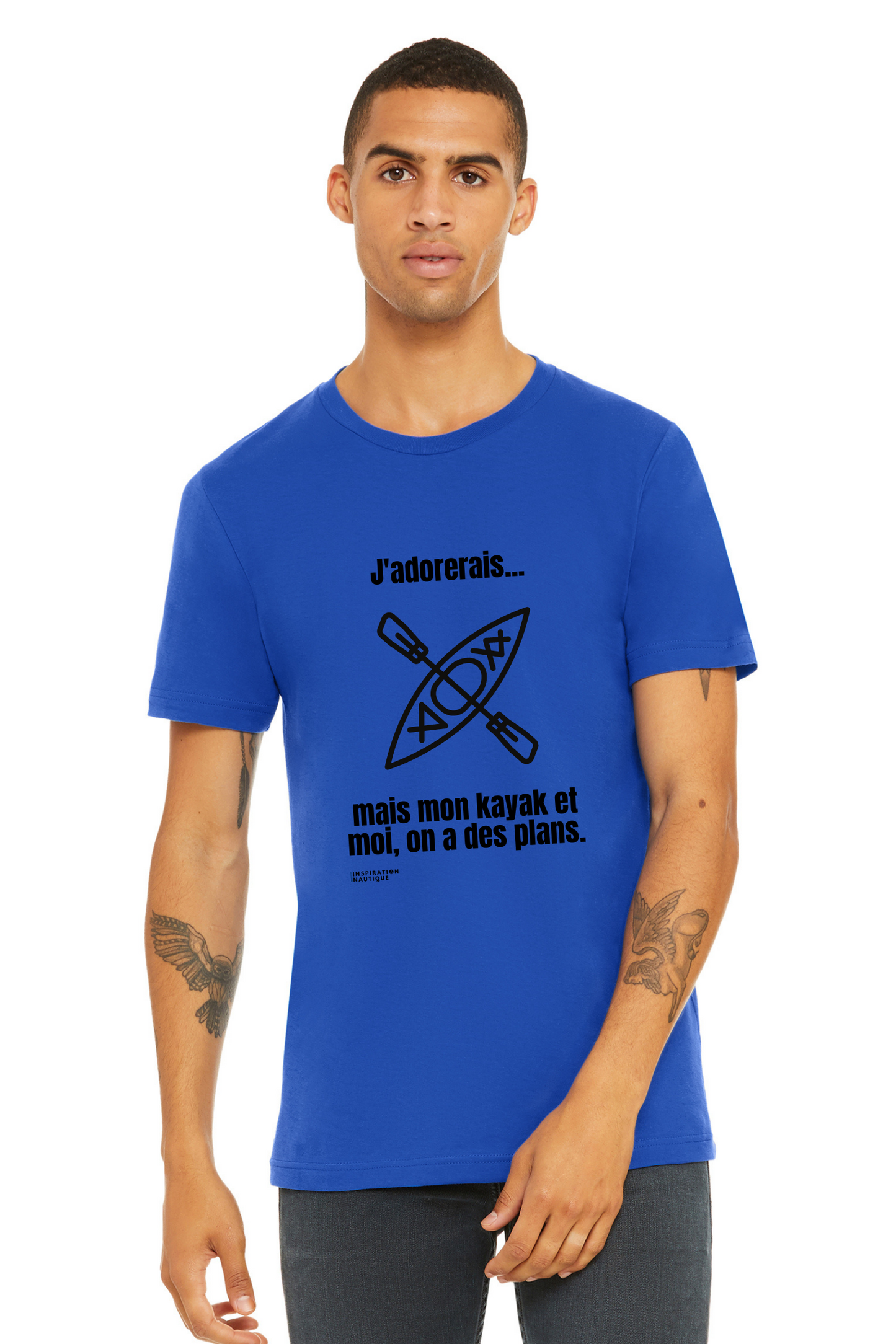T-shirt unisexe : J'adorerais... mais mon kayak et moi, on a des plans - Visuel noir