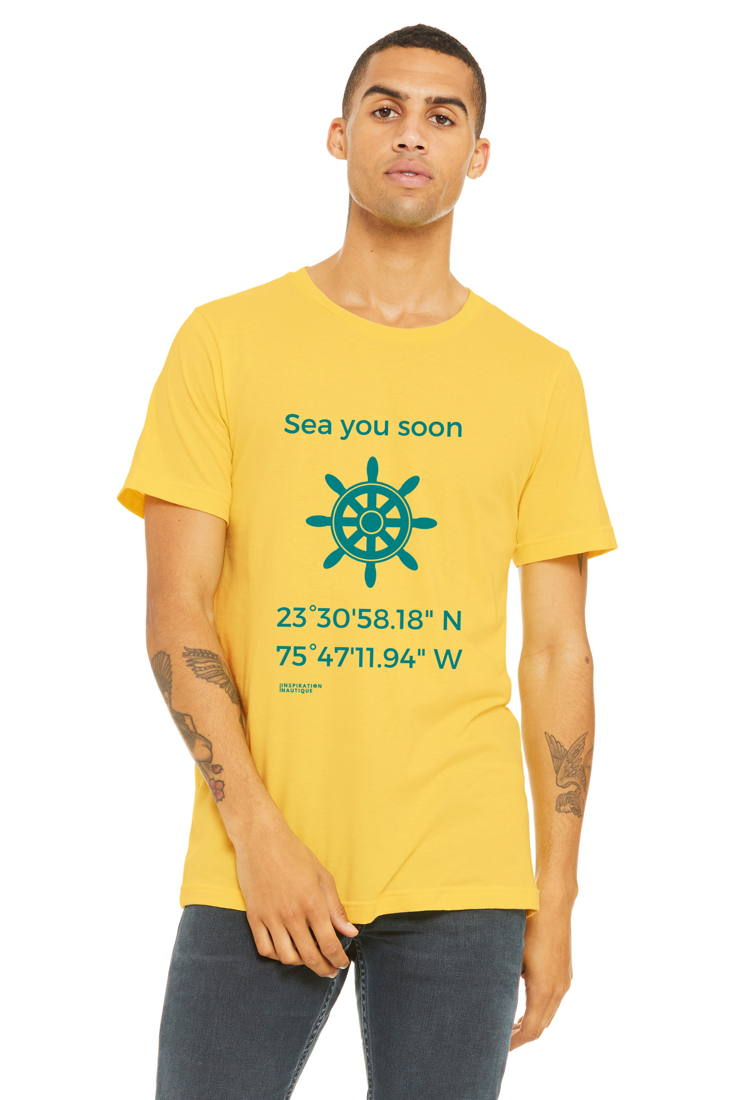 T-shirt unisexe : Sea you soon (roue) - Visuel sarcelle