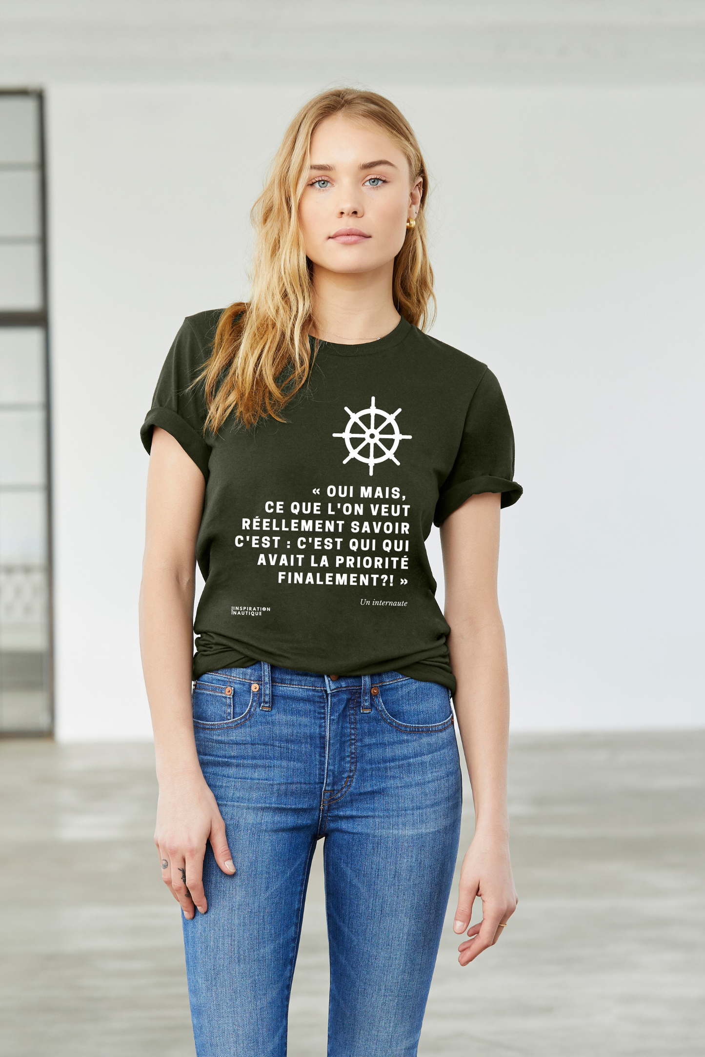 Unisex t-shirt: Who had priority in the end? (wheel) - White visual