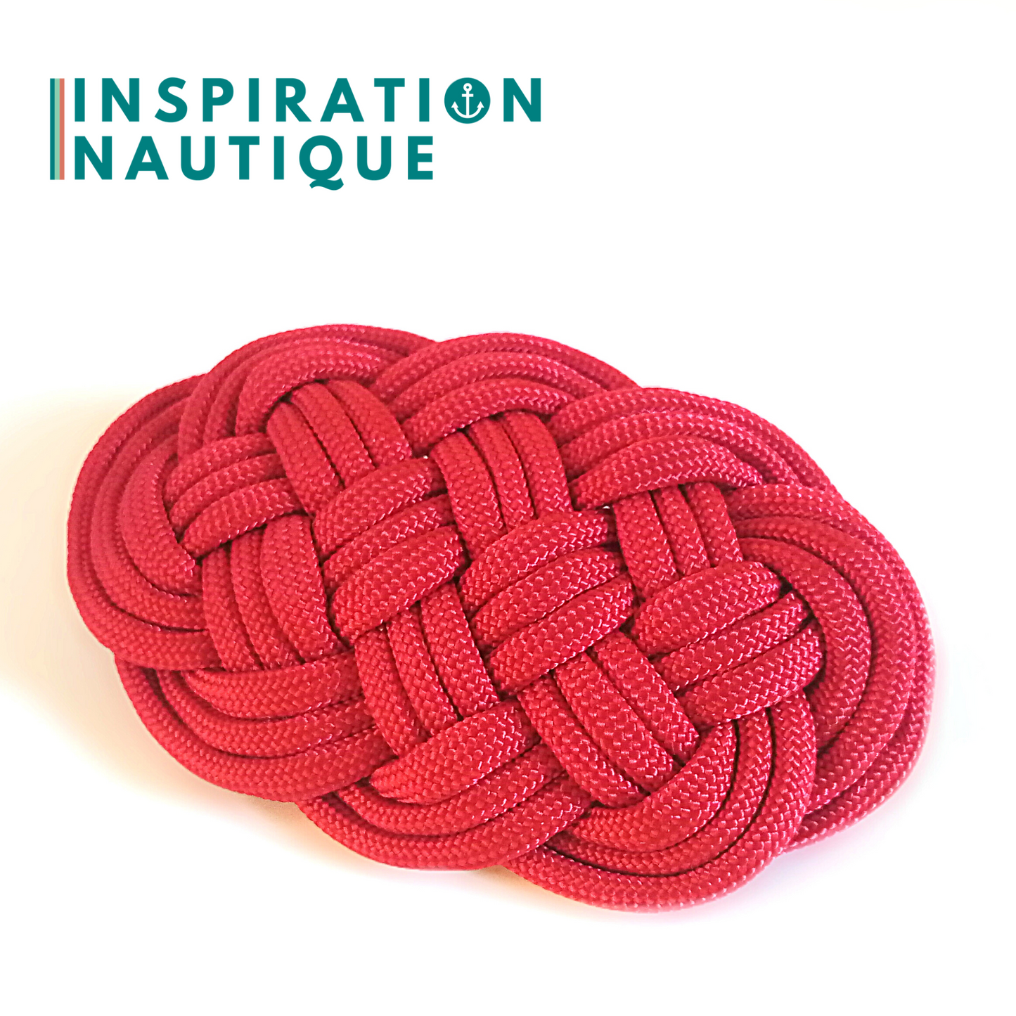 Barrette au style marin composée d'une baderne en paracorde, Rouge
