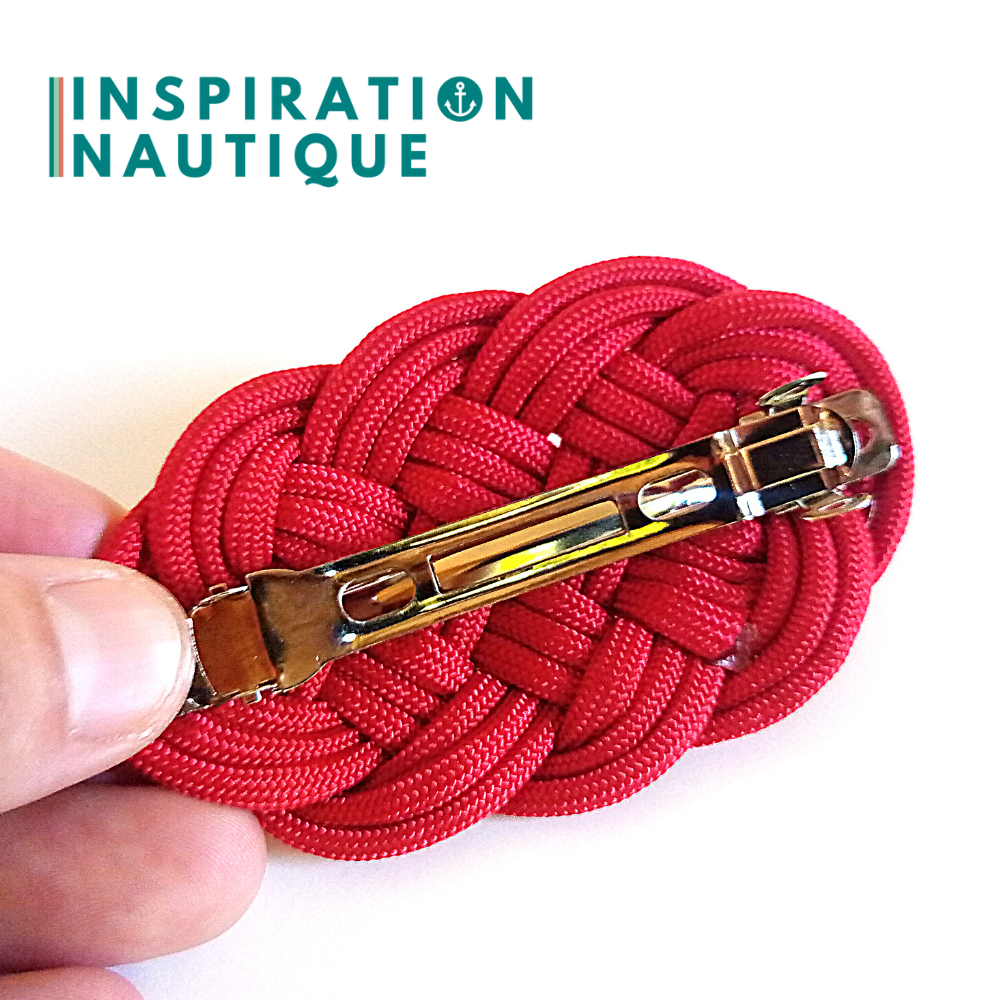 Barrette au style marin composée d'une baderne en paracorde, Rouge