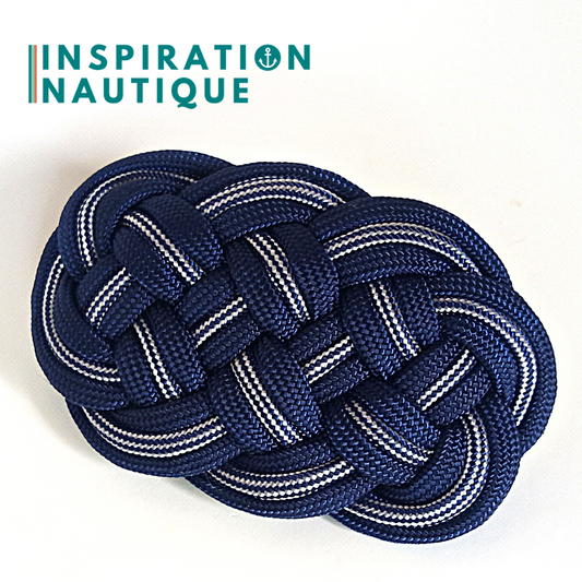 Ocean plait mat marine-style hair clip made of 550 Paracord, Navy Blue, and Navy Blue and White Stripes