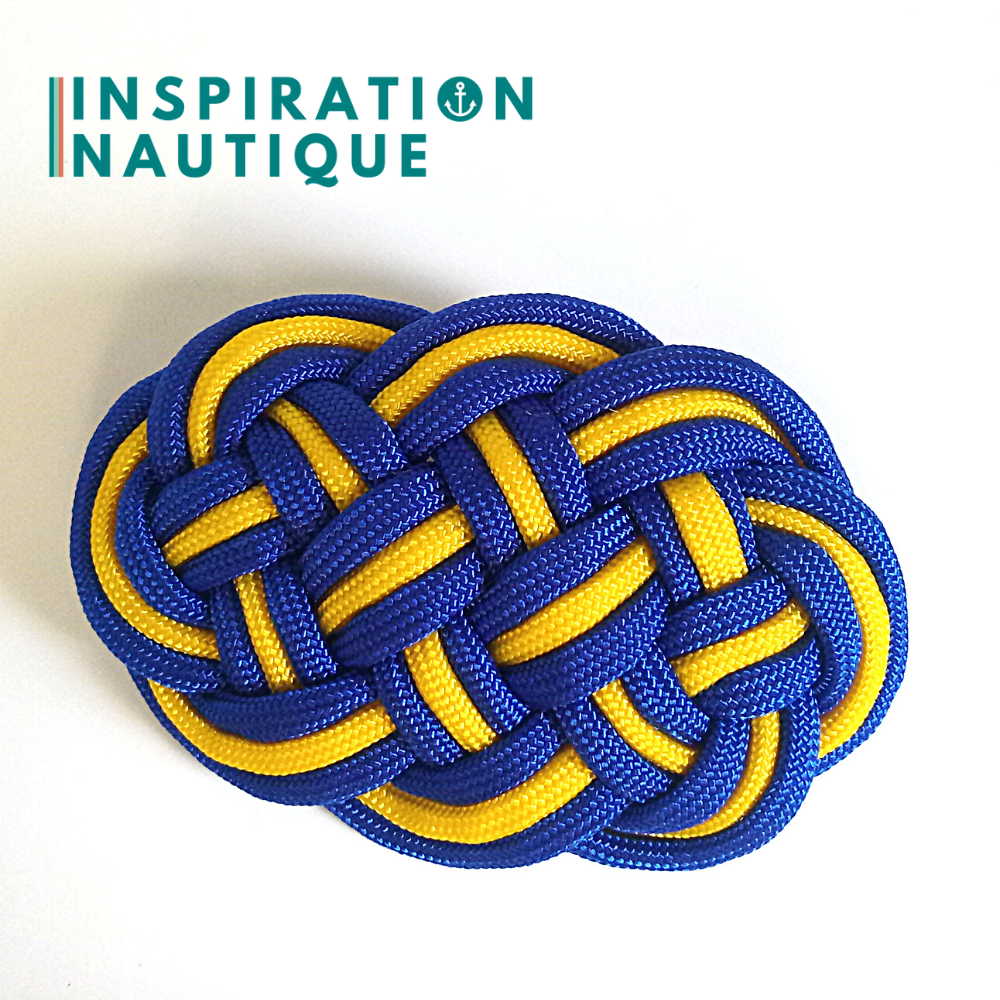 Barrette au style marin composée d'une baderne en paracorde, Bleue et jaune