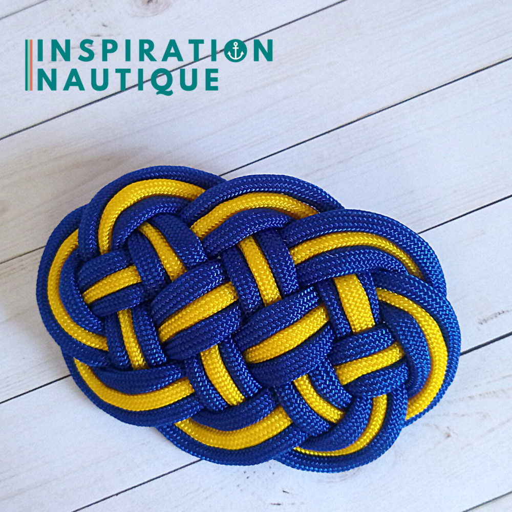 Barrette au style marin composée d'une baderne en paracorde, Bleue et jaune