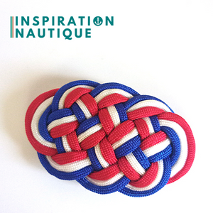 Prêt-à-partir | Barrette au style marin composée d'une baderne en paracorde, Bleue, blanche, rouge