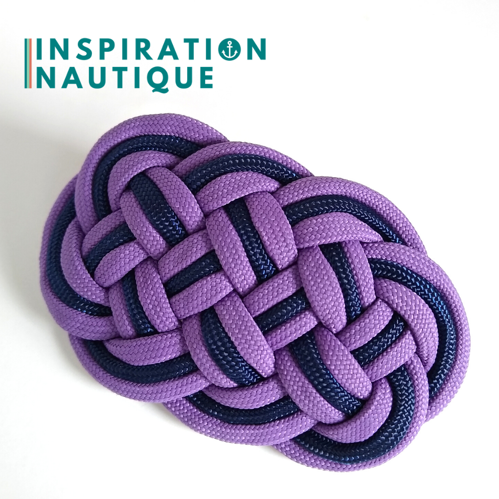 Barrette au style marin composée d'une baderne en paracorde 550, Lilas et marine