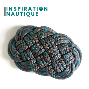 Prêt-à-partir | Barrette au style marin composée d'une baderne en paracorde, Gris avec traceur turquoise