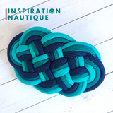Barrette au style marin composée d'une baderne en paracorde 550, Turquoise, sarcelle et marine