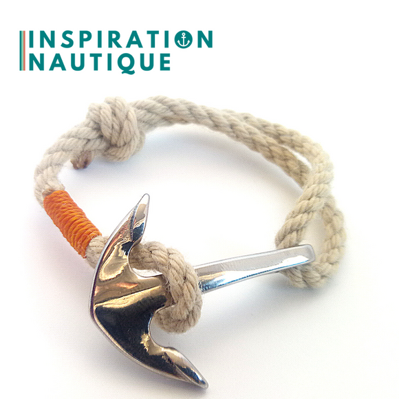 Unisex anchor bracelet with boat rope made in Canada