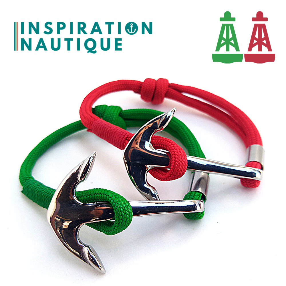 Bracelet marin avec ancre en paracorde 550 et acier inoxydable, ajustable, série Aide à la navigation