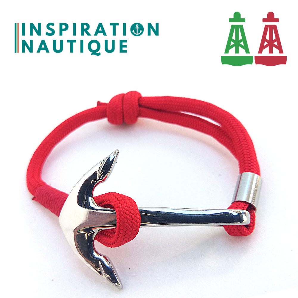 Bracelet marin avec ancre en paracorde 550 et acier inoxydable, ajustable, série Aide à la navigation