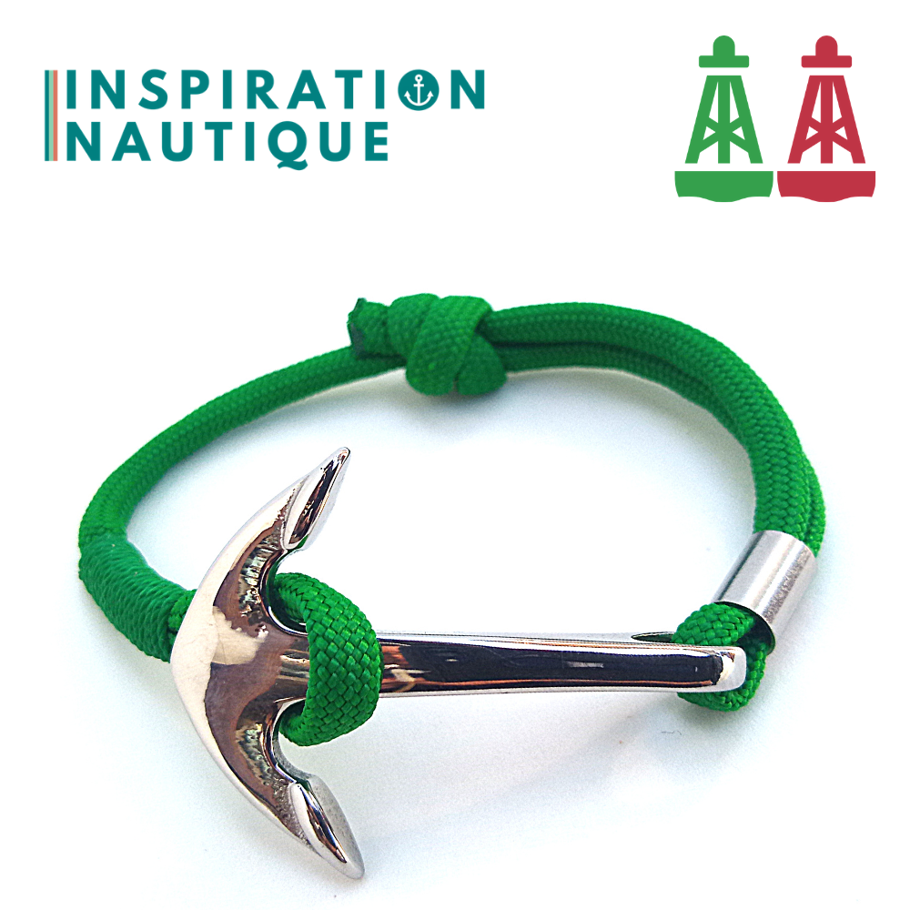 Bracelet marin avec ancre en paracorde 550 et acier inoxydable, ajustable, série Aide à la navigation