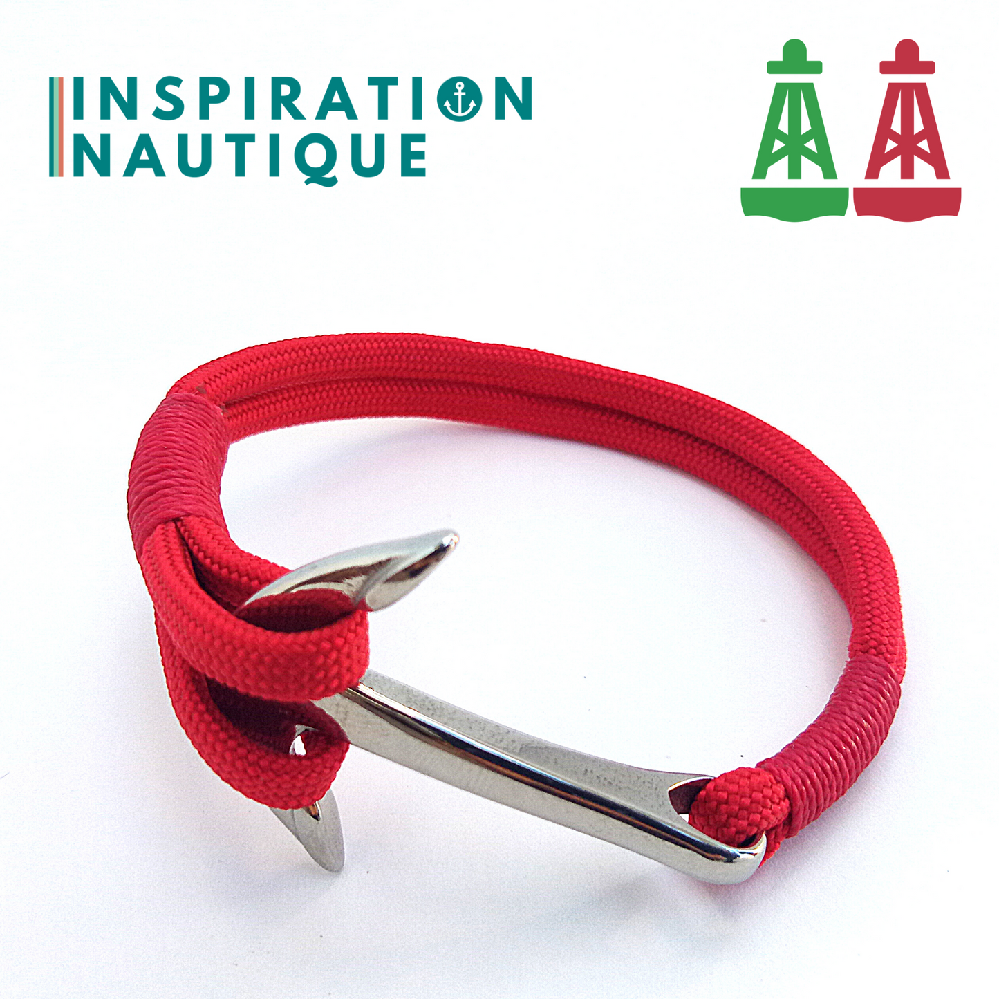 Bracelet marin avec ancre en paracorde 550 et acier inoxydable, série Aide à la navigation