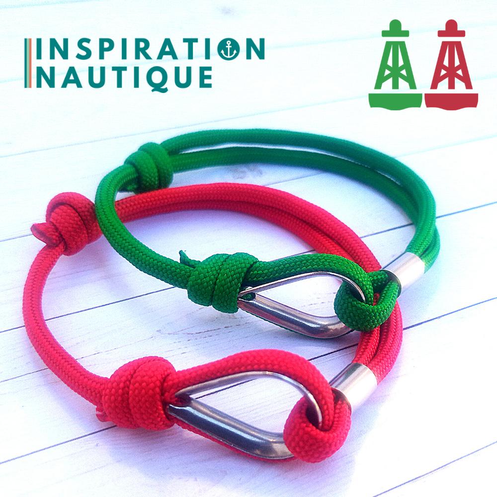 Bracelet marin avec cosse et noeud de pêcheur en paracorde 550 et acier inoxydable, série Aide à la navigation