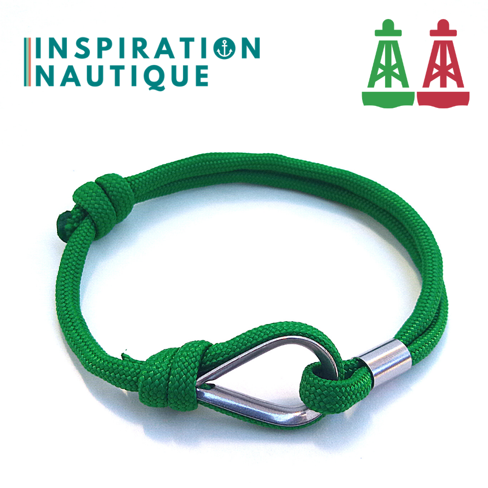 Bracelet marin avec cosse et noeud de pêcheur en paracorde 550 et acier inoxydable, série Aide à la navigation