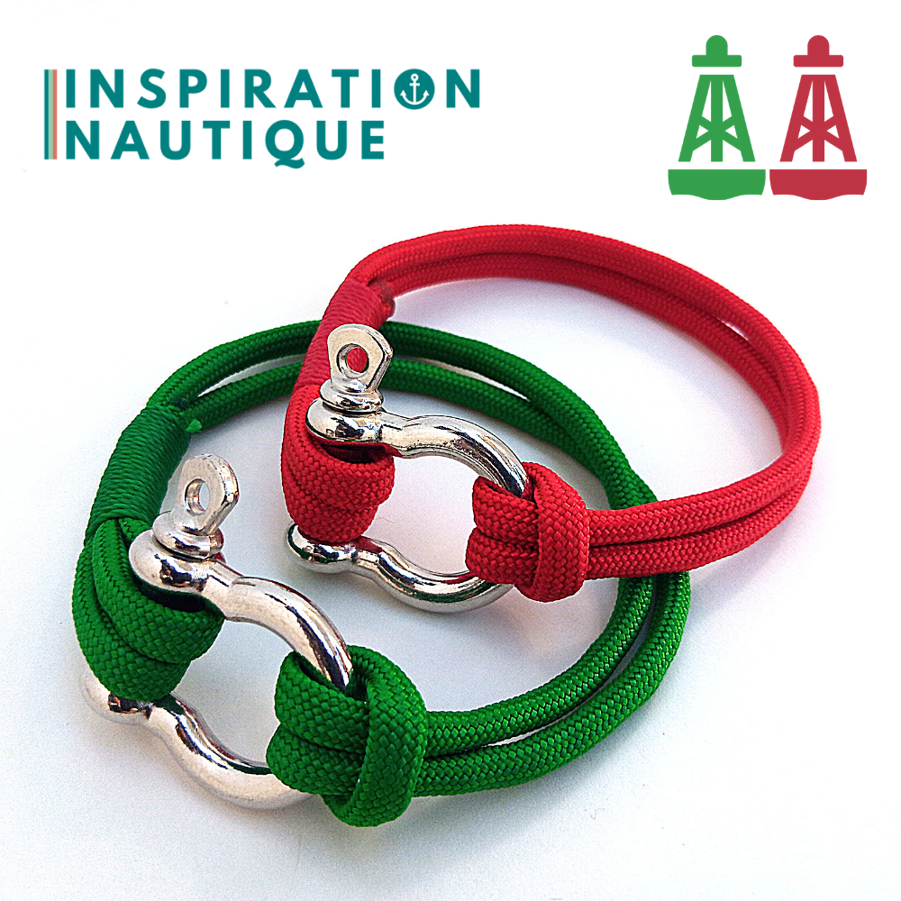 Bracelet marin avec manille en paracorde 550 et acier inoxydable, série Aide à la navigation