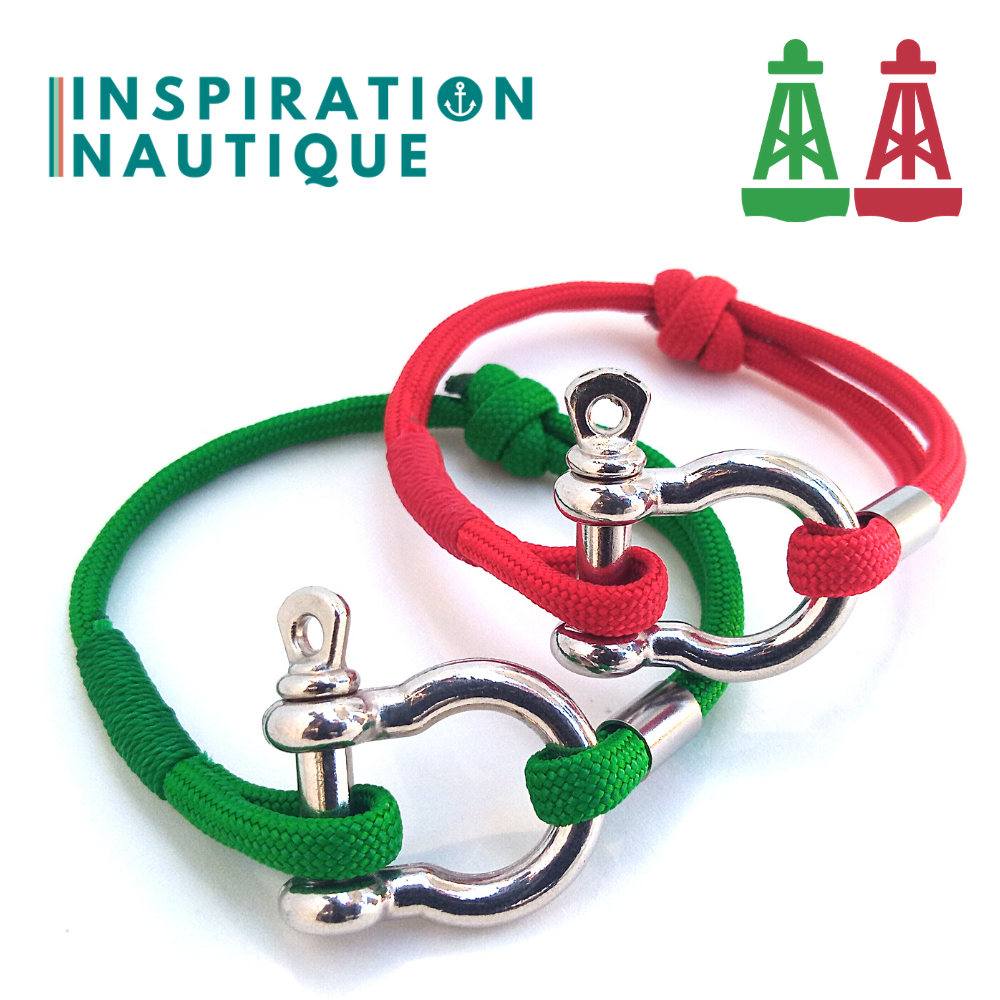 Bracelet marin avec manille en paracorde 550 et acier inoxydable, ajustable, série Aide à la navigation