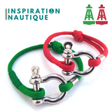 Bracelet marin avec manille pour homme ou femme en paracorde 550 et acier inoxydable, ajustable, série Aide à la navigation