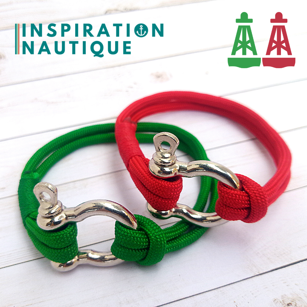 Bracelet marin avec manille en paracorde 550 et acier inoxydable, série Aide à la navigation