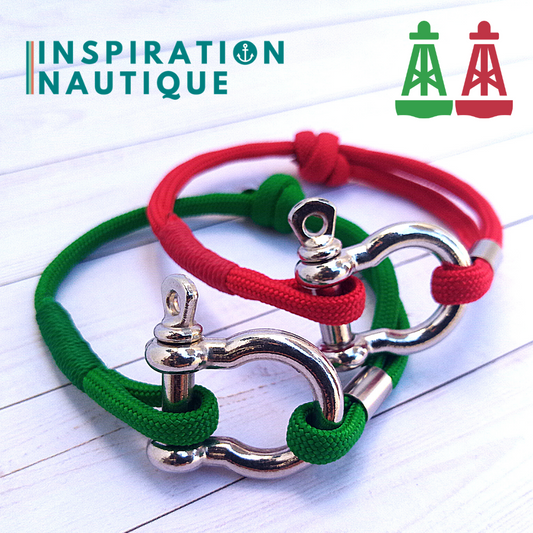 Bracelet marin avec manille en paracorde 550 et acier inoxydable, ajustable, série Aide à la navigation