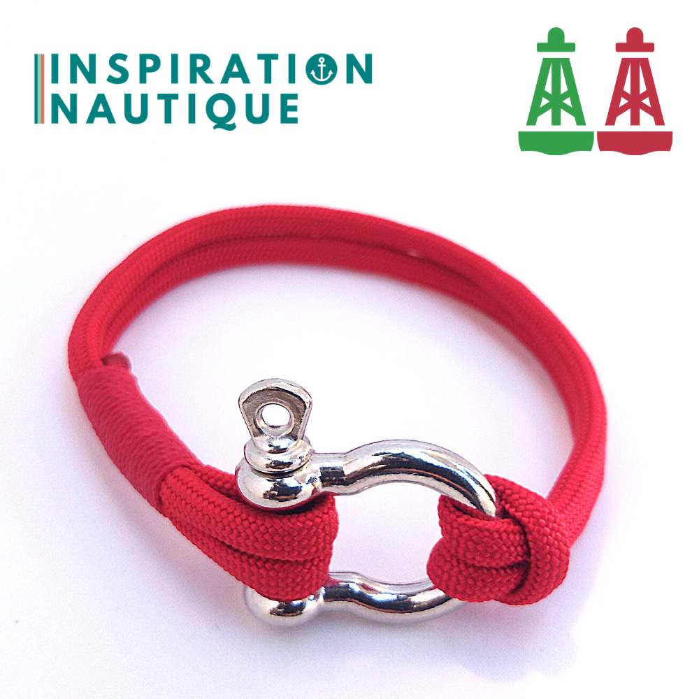 Bracelet marin avec manille en paracorde 550 et acier inoxydable, série Aide à la navigation