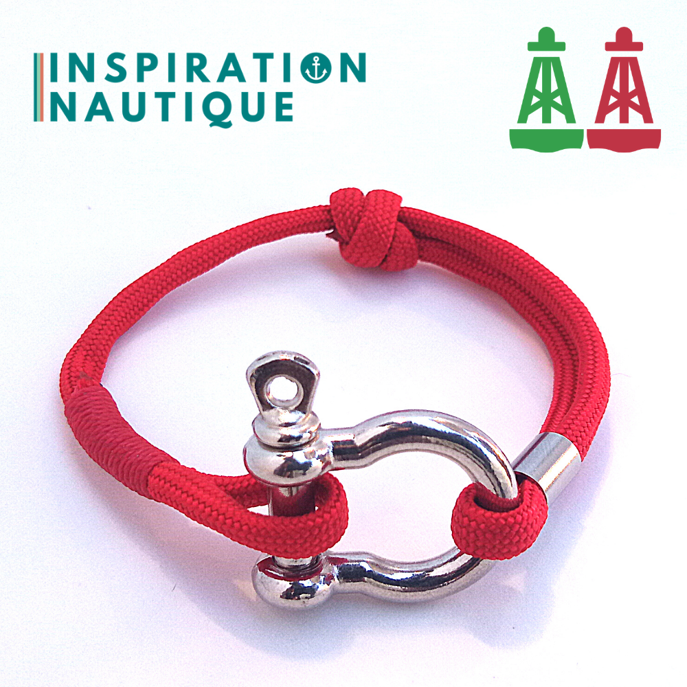 Bracelet marin avec manille en paracorde 550 et acier inoxydable, ajustable, série Aide à la navigation