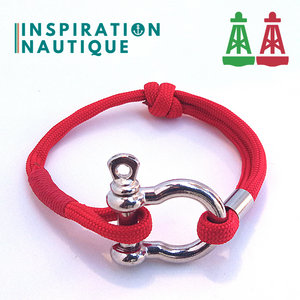 Bracelet marin avec manille pour homme ou femme en paracorde 550 et acier inoxydable, ajustable, série Aide à la navigation