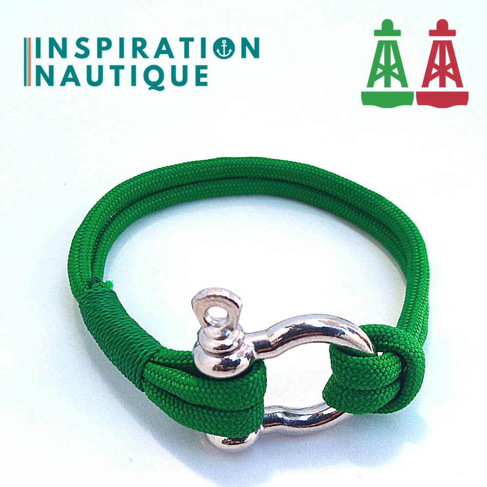 Bracelet marin avec manille en paracorde 550 et acier inoxydable, série Aide à la navigation