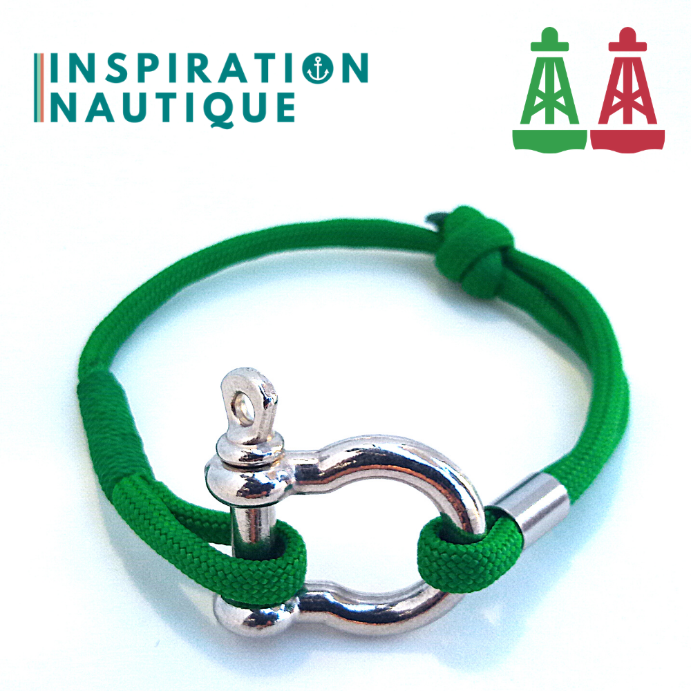 Bracelet marin avec manille en paracorde 550 et acier inoxydable, ajustable, série Aide à la navigation