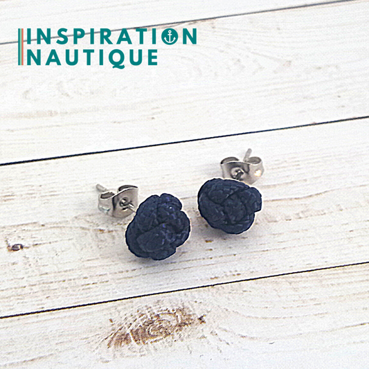 Boucles d'oreilles nautiques, boutons en noeud de sifflet de bosco, Marines