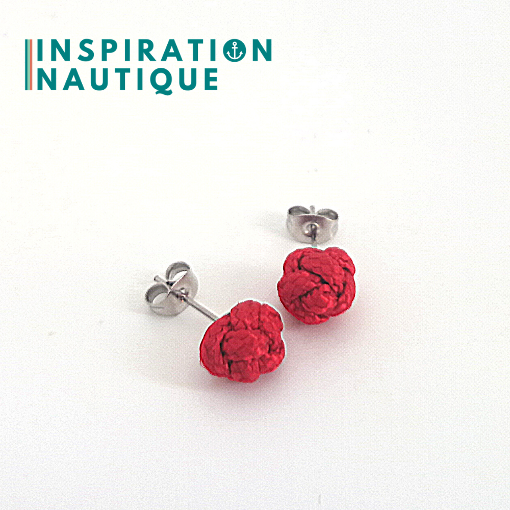 Bosun's Whistle Knot Earrings, Red