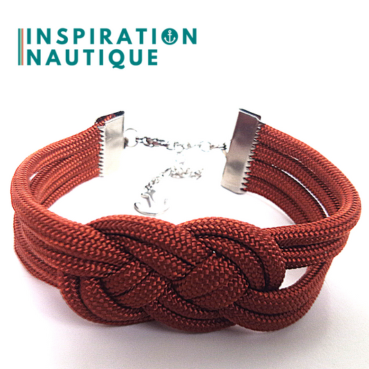 Bracelet marin avec noeud de carrick double, en paracorde 550 et acier inoxydable, Rouille, Medium