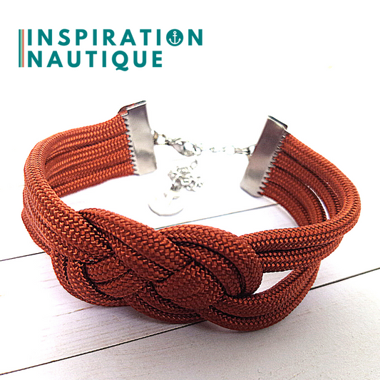 Bracelet marin avec noeud de carrick double unisexe, en paracorde 550 et acier inoxydable, Rouille