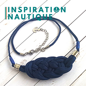 Collier marin avec noeud de carrick en paracorde et acier inoxydable, Marine