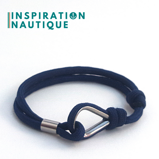 Bracelet marin avec cosse et noeud de pêcheur, Marine, Medium