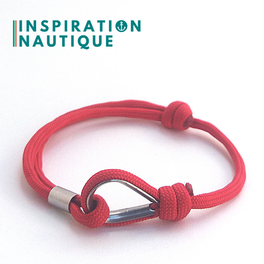 Bracelet marin avec cosse et noeud de pêcheur, Rouge, Medium