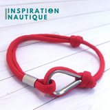 Bracelet marin avec cosse et noeud coulissant, Rouge