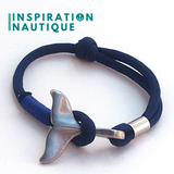 Bracelet marin avec queue de baleine pour femme ou homme en paracorde 550 et acier inoxydable, ajustable, Marine
