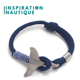 Bracelet marin avec queue de baleine pour femme ou homme en paracorde 550 et acier inoxydable, ajustable, Marine