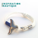 Bracelet marin avec queue de baleine pour femme ou homme en paracorde 550 et acier inoxydable, ajustable, Blanc