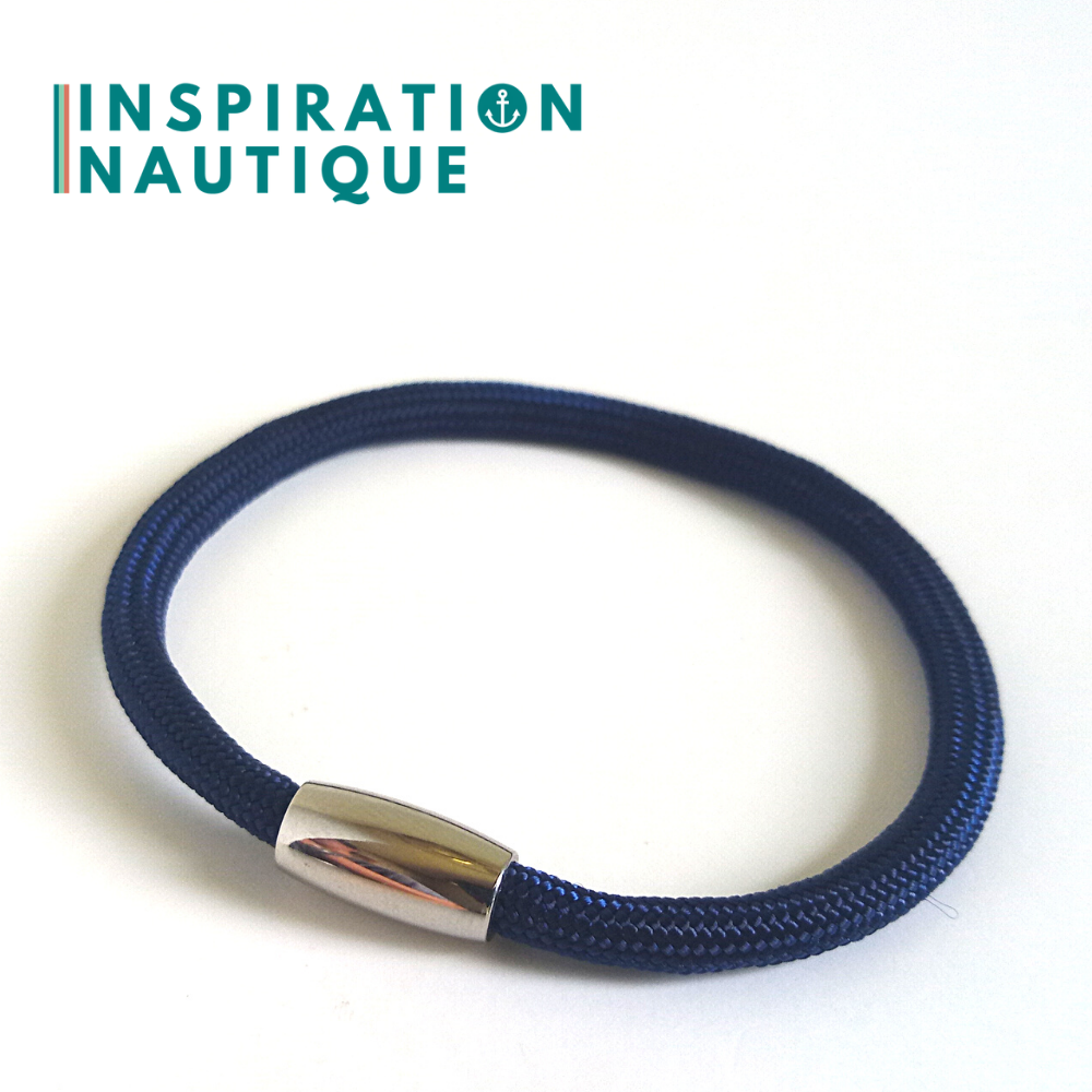 Bracelet simple avec aimant en paracorde 550 et acier inoxydable, Marine, Large