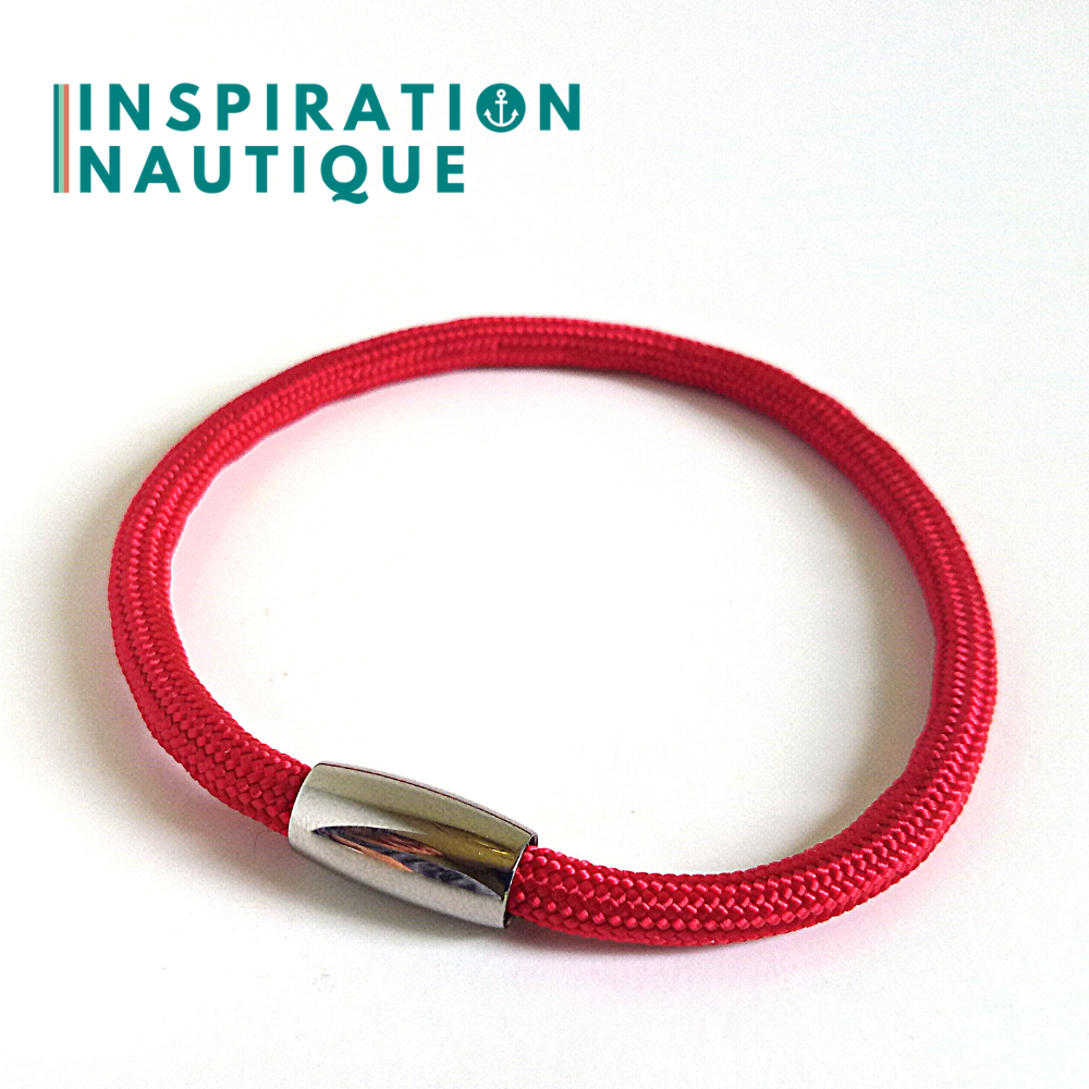 Bracelet simple avec aimant en paracorde 550 et acier inoxydable, Rouge