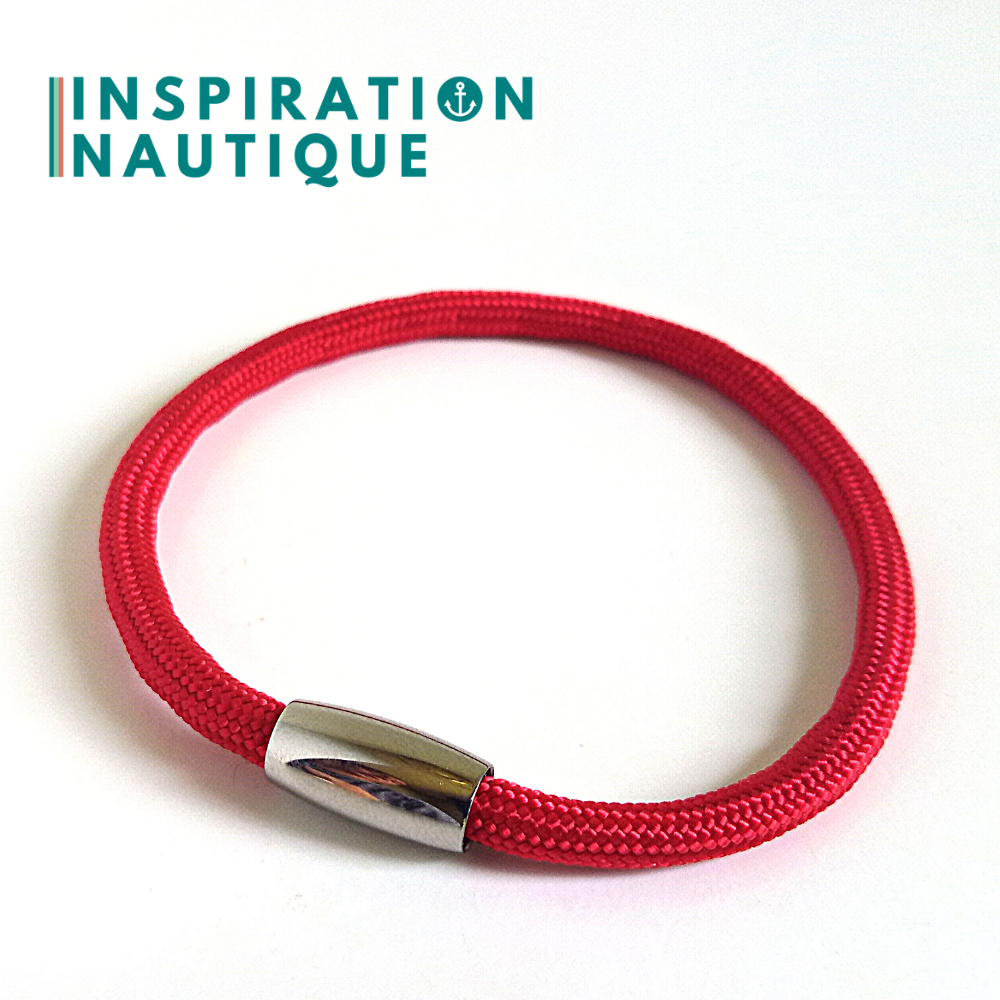 Bracelet simple avec aimant en paracorde 550 et acier inoxydable, Rouge, Medium