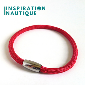 Prêt-à-partir | Bracelet unisexe simple en paracorde 550 et acier inoxydable, Rouge, Medium
