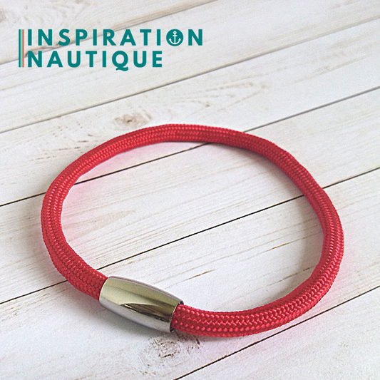 Bracelet simple avec aimant en paracorde 550 et acier inoxydable, Rouge