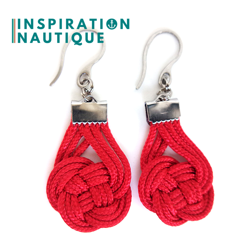 Boucles d'oreilles Double Coin Knot, Rouges