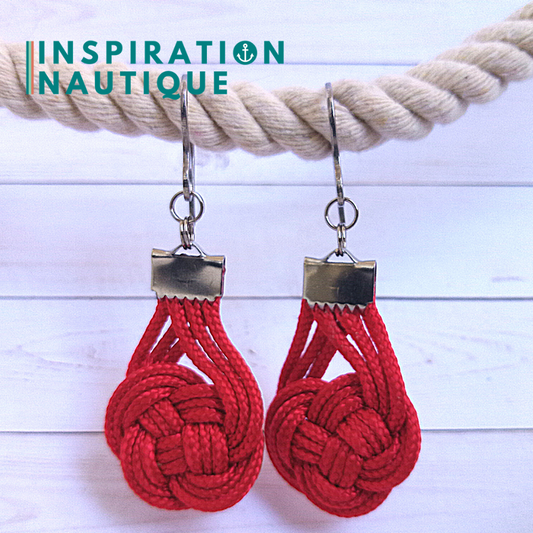 Boucles d'oreilles Double Coin Knot, Rouges