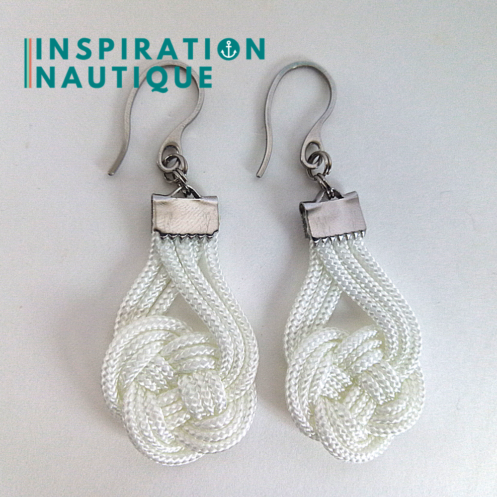 Boucles d'oreilles Double Coin Knot, Blanches